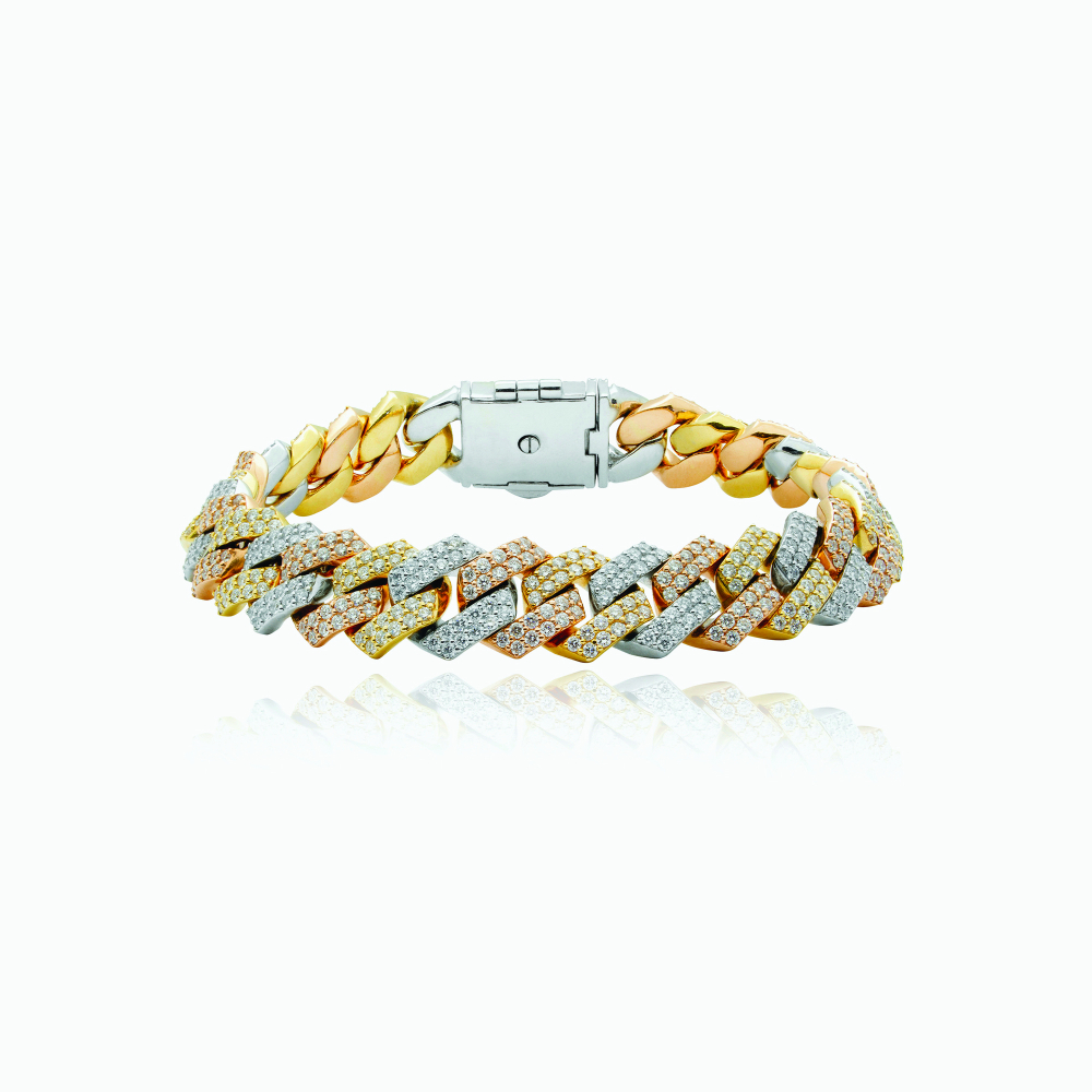 The Tri-Tone Jagged Cuban Link Bracelet