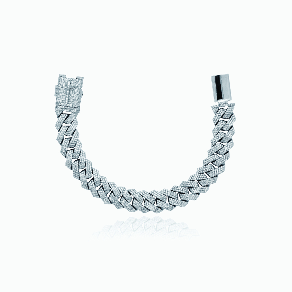 The Jagged Cuban Link Bracelet with Cross Clasp.