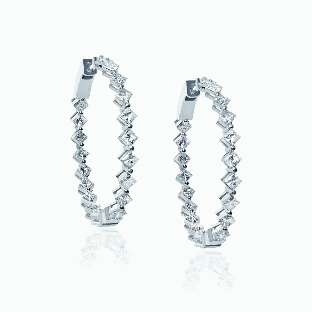 The Bezel Princess Hoop Earrings