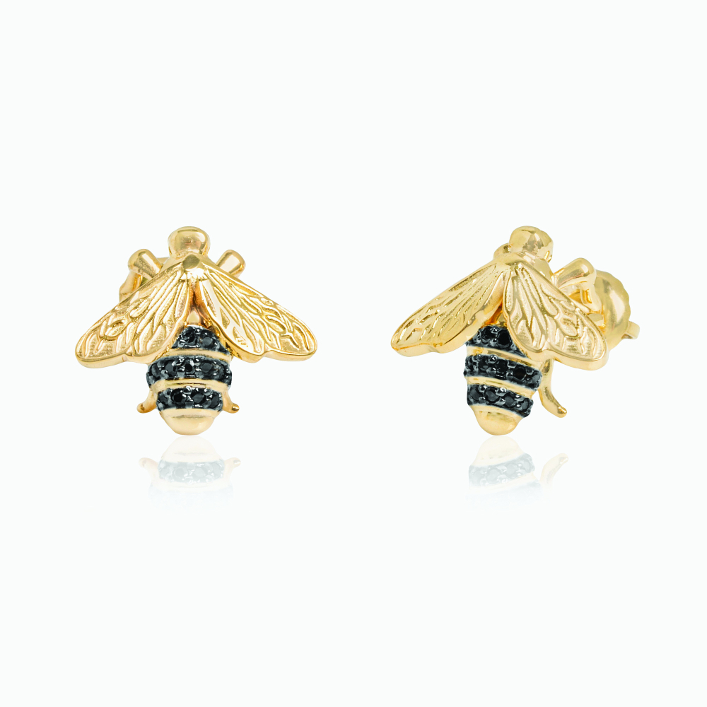 The Honeycomb Bee Stud Earrings