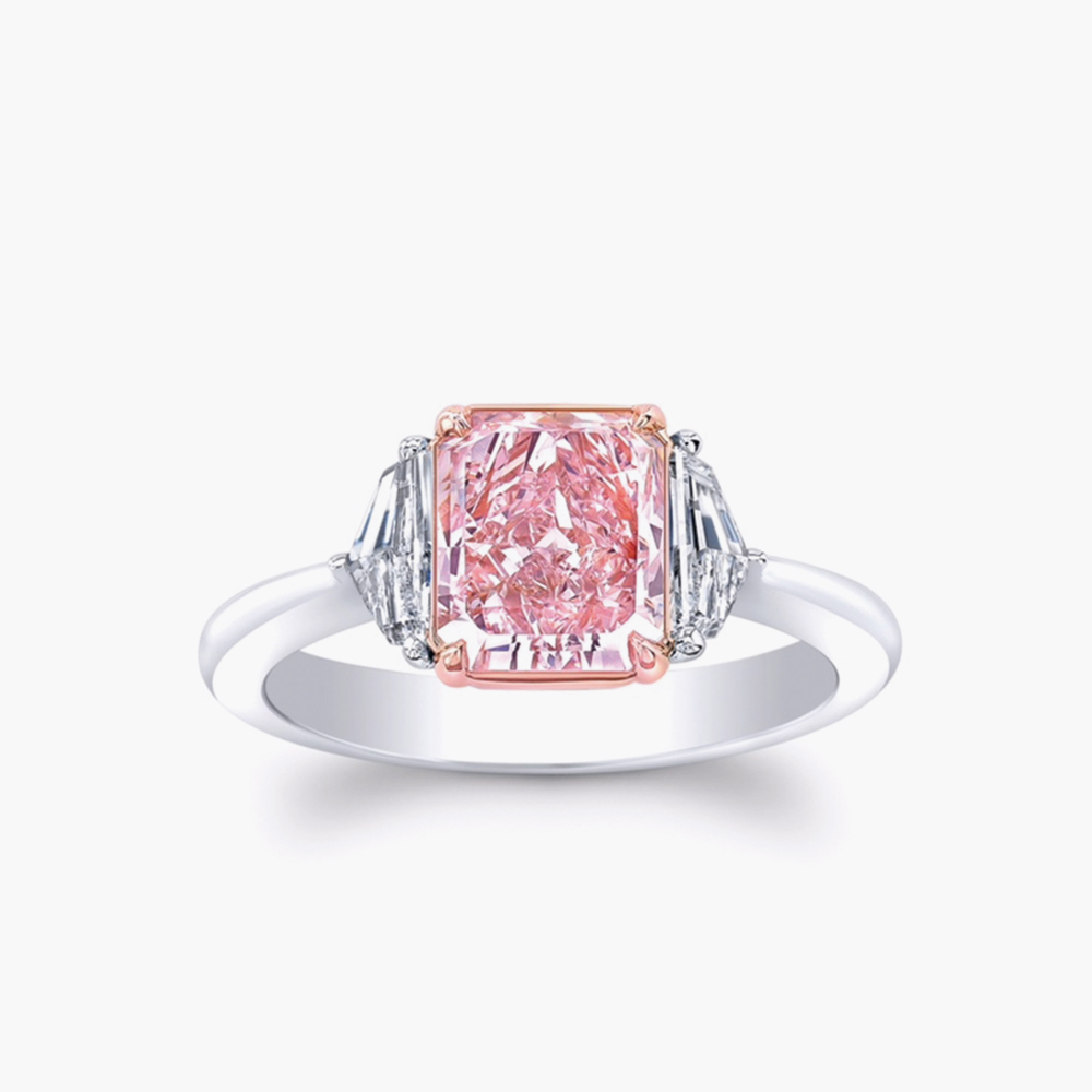 Fancy Pink Three Stone Ring