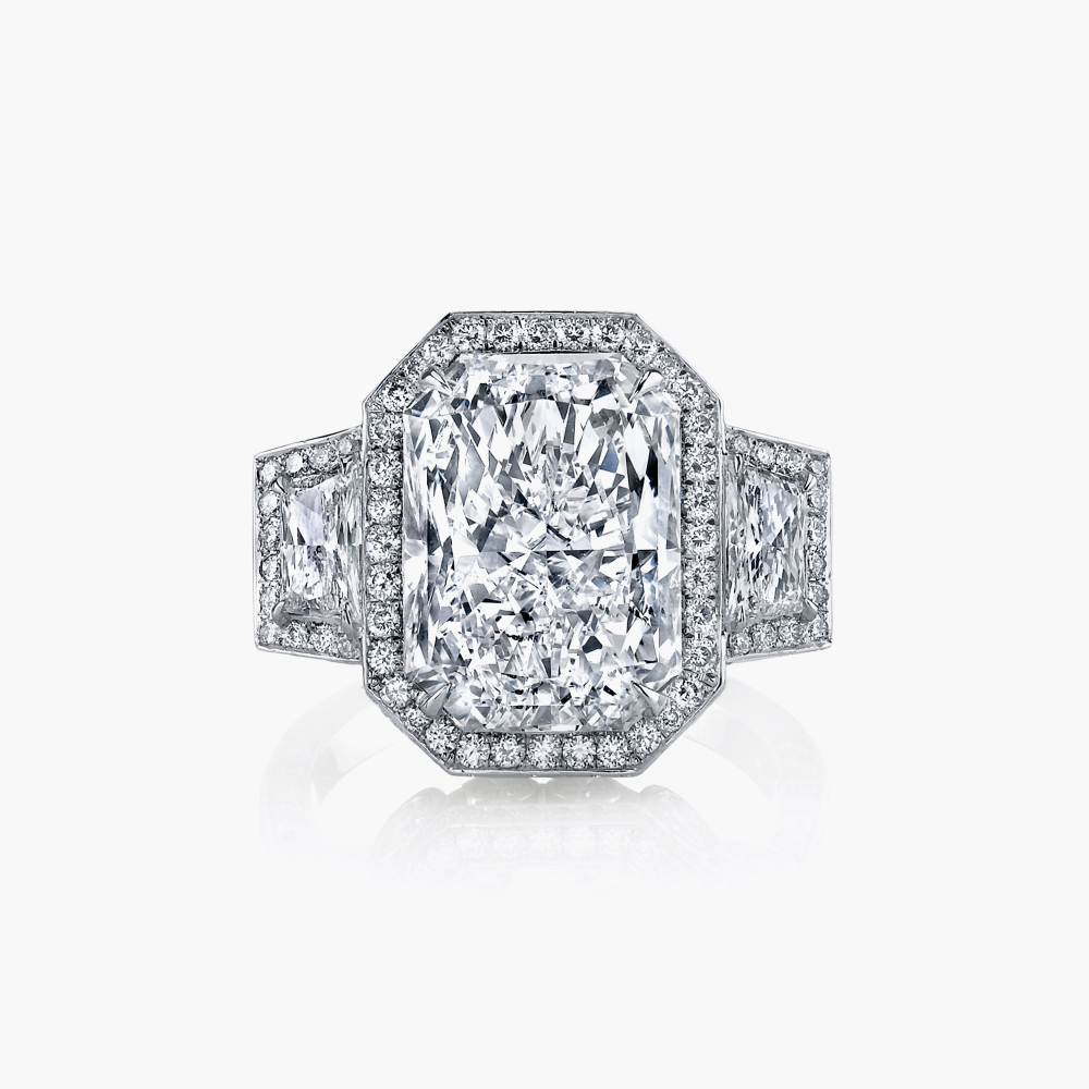 Three Stone Radiant Cut Bridal Ring