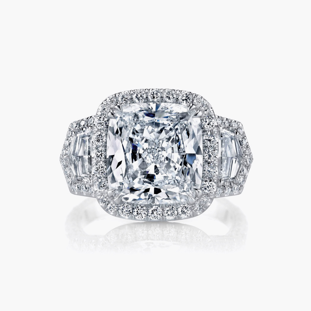 Three Stone Cushion Cut Ring