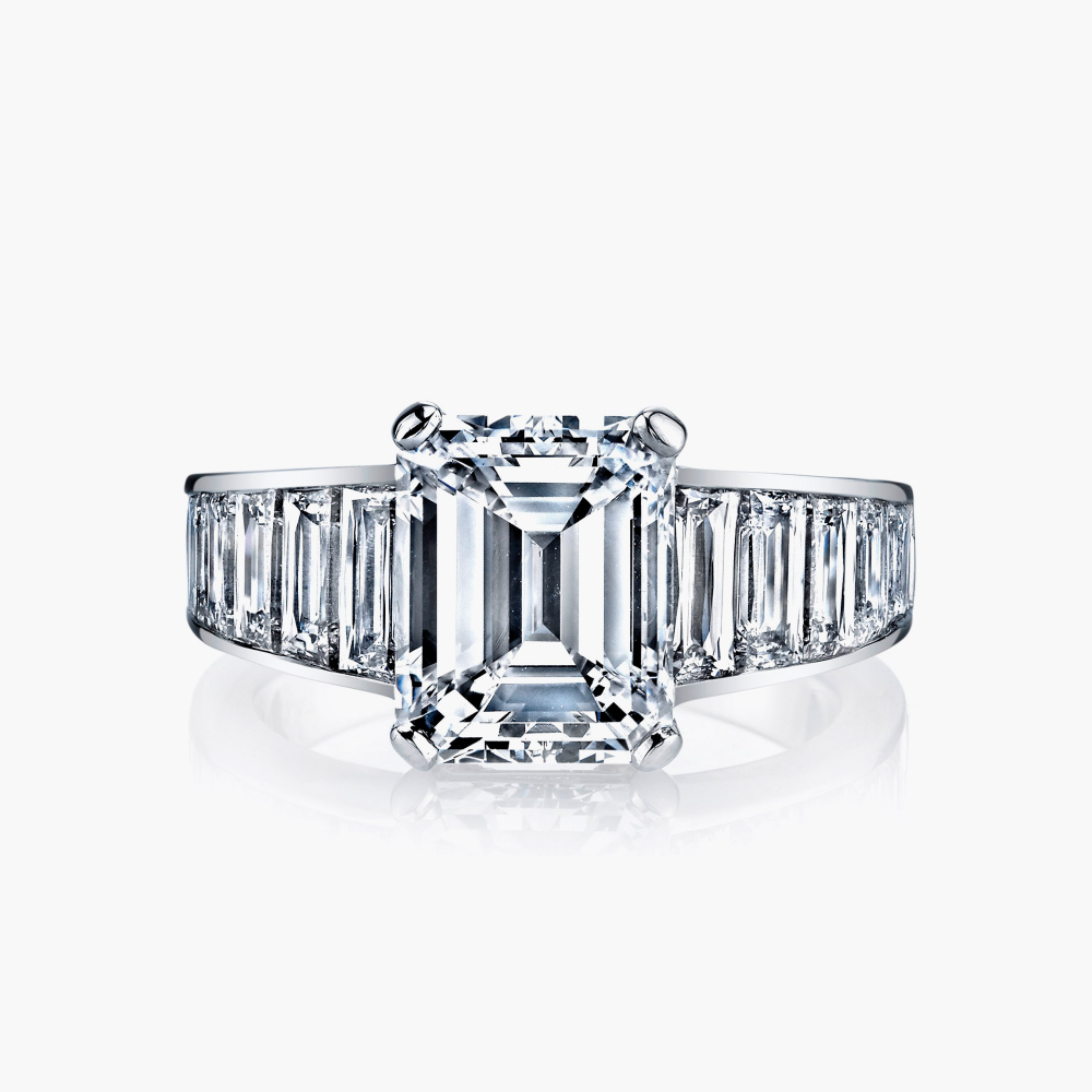 White Diamond Emerald Ring
