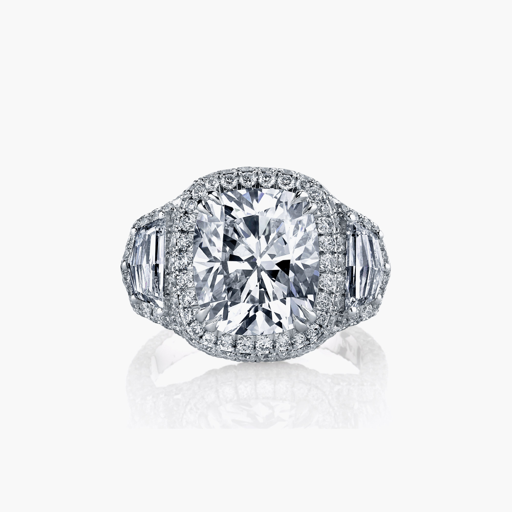 Three Stone Cushion Cut Ring