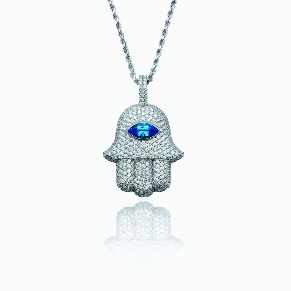 The Blue Topaz Hamsa Pendant