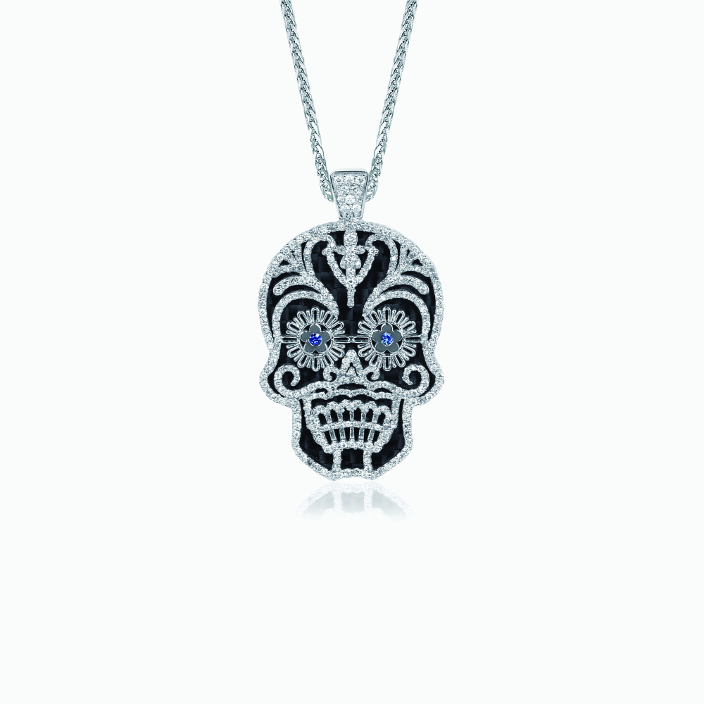 The Carbon Fiber Sugar Skull Pendant