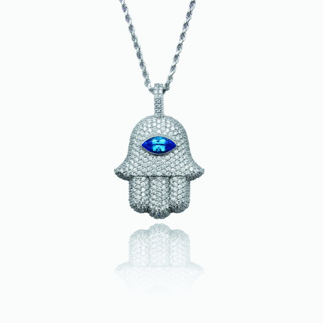 The Blue Topaz Hamsa Pendant