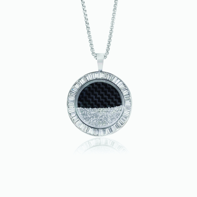 The Baguette Floating Diamond Circle Pendant
