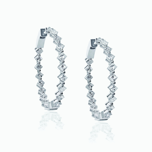 The Bezel Princess Hoop Earrings