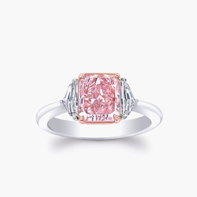 Fancy Pink Three Stone Ring