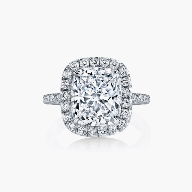 White Cushion Cut Ring with Halo