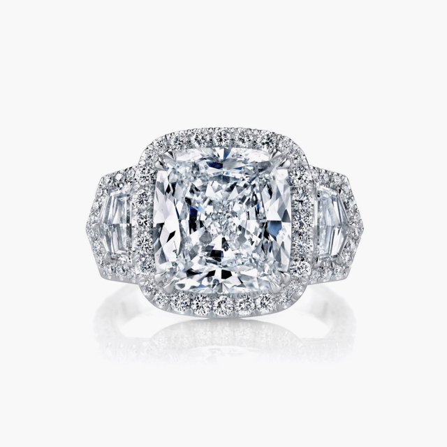 Three Stone Cushion Cut Ring