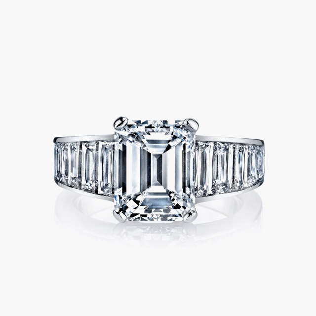 White Diamond Emerald Ring