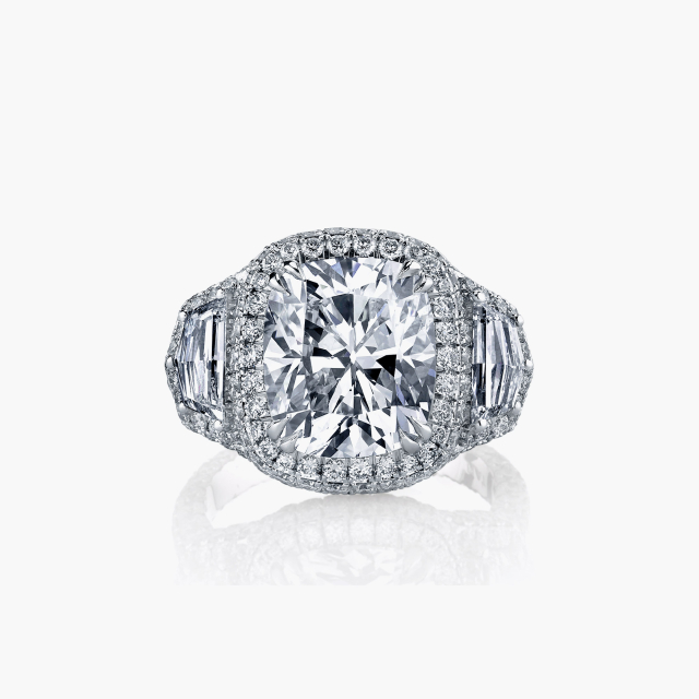Three Stone Cushion Cut Ring