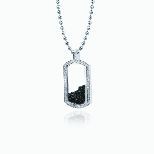 The Single Floating Diamond Dog Tag Pendant
